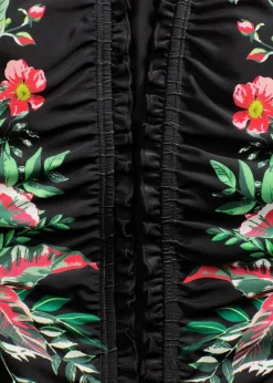bonprix Nachhaltigere Materialien|Shapewear^Medium Shape-Badeanzug mit Volants schwarz floral