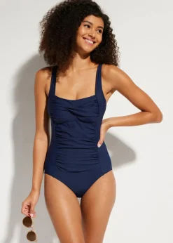 bonprix Nachhaltigere Materialien|Bademode·Badeanzüge^Medium Shape-Badeanzug mit Wickeloptik dunkelblau