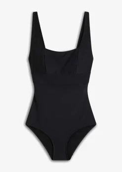 bonprix Nachhaltigere Materialien|Bademode·Badeanzüge^Medium Shape-Badeanzug mit eckigem Ausschnitt schwarz