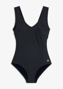 bonprix Nachhaltigere Materialien|Sport Bademode^Medium Shape-Badeanzug mit V-Ausschnitt schwarz