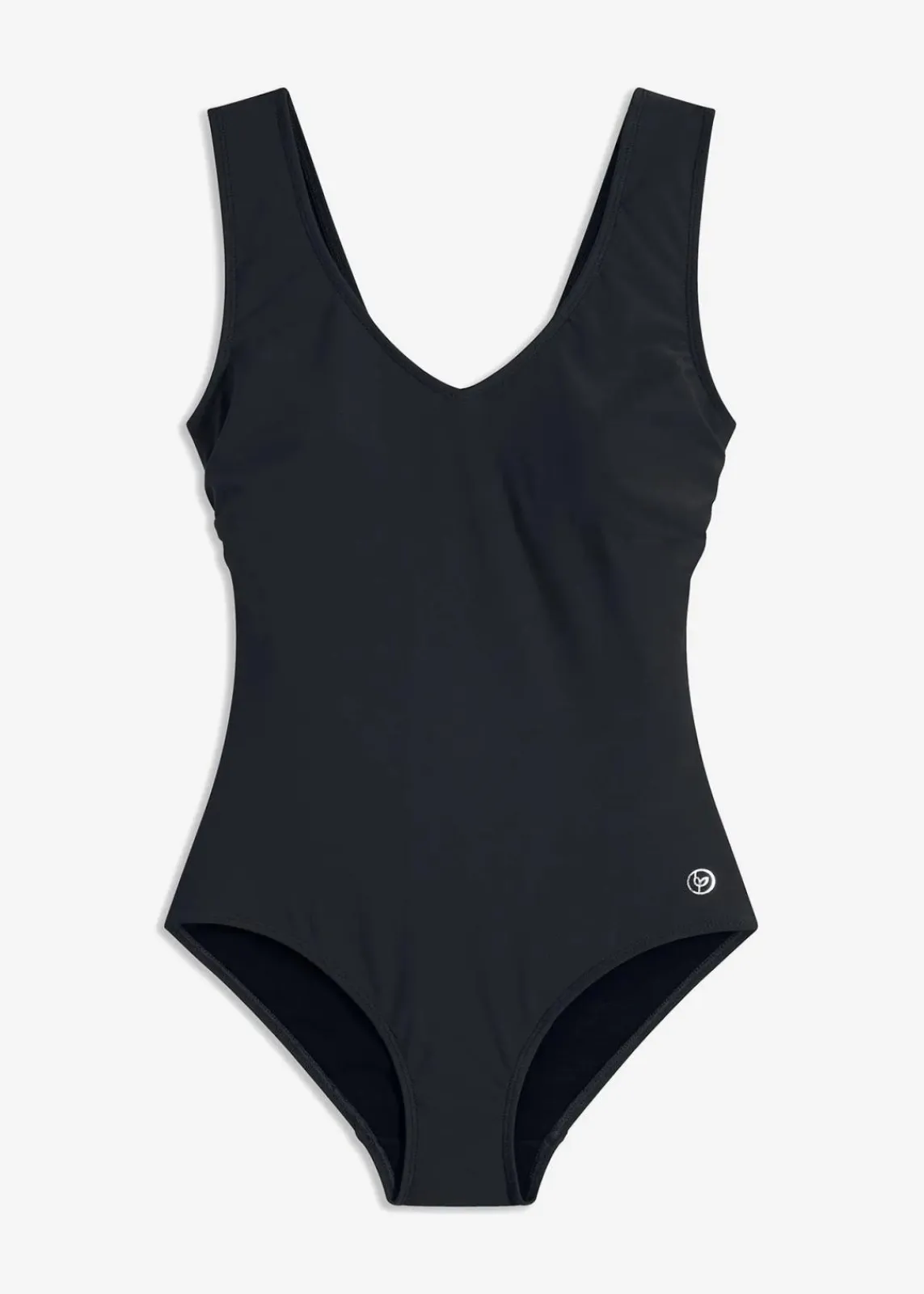 bonprix Nachhaltigere Materialien|Sport Bademode^Medium Shape-Badeanzug mit V-Ausschnitt schwarz