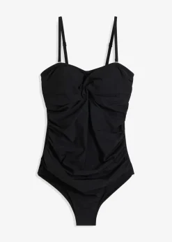 bonprix Nachhaltigere Materialien|Shapewear^Medium Shape-Badeanzug mit Wickeloptik schwarz