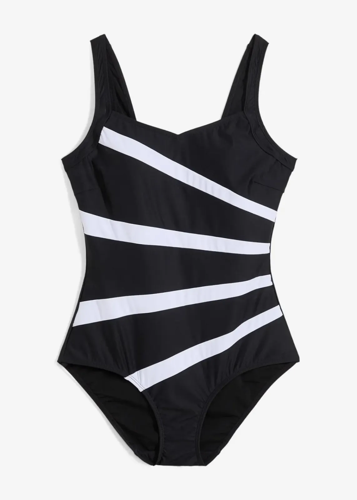 bonprix Nachhaltigere Materialien|Bademode·Badeanzüge^Medium Shape-Badeanzug mit Einsätzen schwarz/weiß gestreift