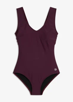 bonprix Nachhaltigere Materialien|Bademode·Badeanzüge^Medium Shape-Badeanzug mit V-Ausschnitt holunderbeere