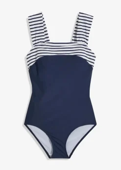 bonprix Nachhaltigere Materialien|Shapewear^Medium Shape-Badeanzug mit breiten Trägern dunkelblau/weiß gestreift