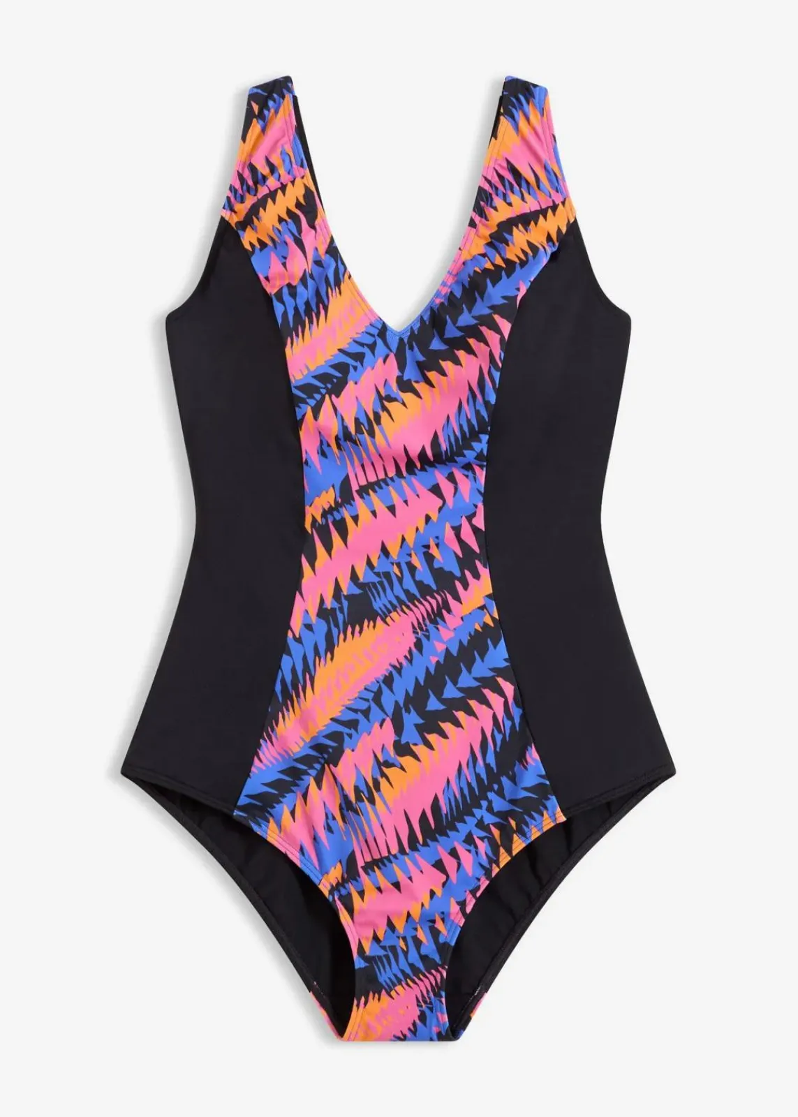 bonprix Nachhaltigere Materialien|Shapewear^Medium Shape-Badeanzug mit Einsätzen schwarz graphisch bedruckt