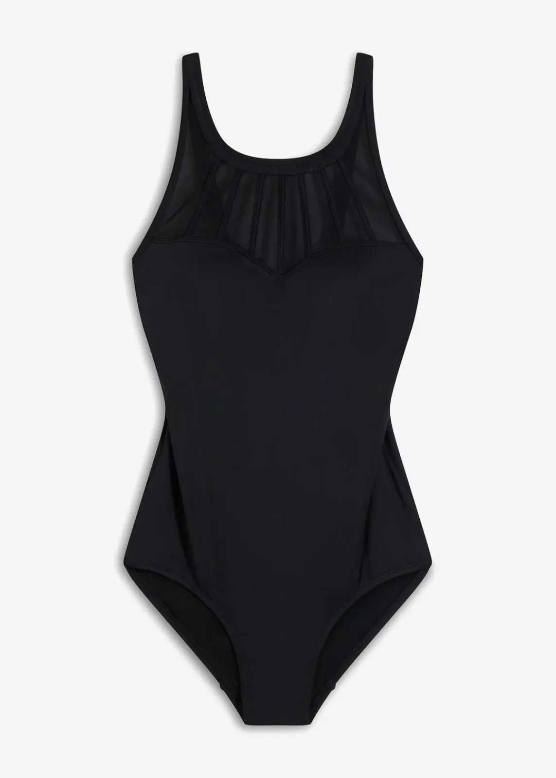 bonprix Nachhaltigere Materialien|Shapewear^Medium Shape-Badeanzug mit transparentem Mesh schwarz