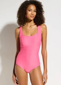 bonprix Nachhaltigere Materialien|Shapewear^Medium Shape-Badeanzug mit eckigem Ausschnitt beere
