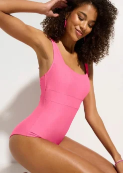 bonprix Nachhaltigere Materialien|Shapewear^Medium Shape-Badeanzug mit eckigem Ausschnitt beere