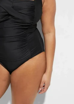 bonprix Nachhaltigere Materialien|Shapewear^Medium Shape-Badeanzug mit Wickeloptik schwarz