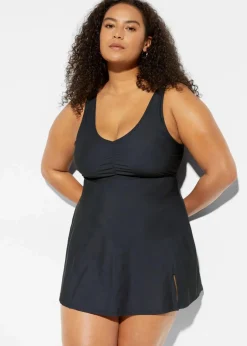 bonprix Nachhaltigere Materialien|Shapewear^Medium Shape-Badekleid mit V-Ausschnitt schwarz