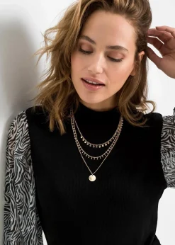 bonprix Schmuck|Schuhe & Accessoires In Spezialgrößen·Schmuck^Mehrreihige Kette goldfarben