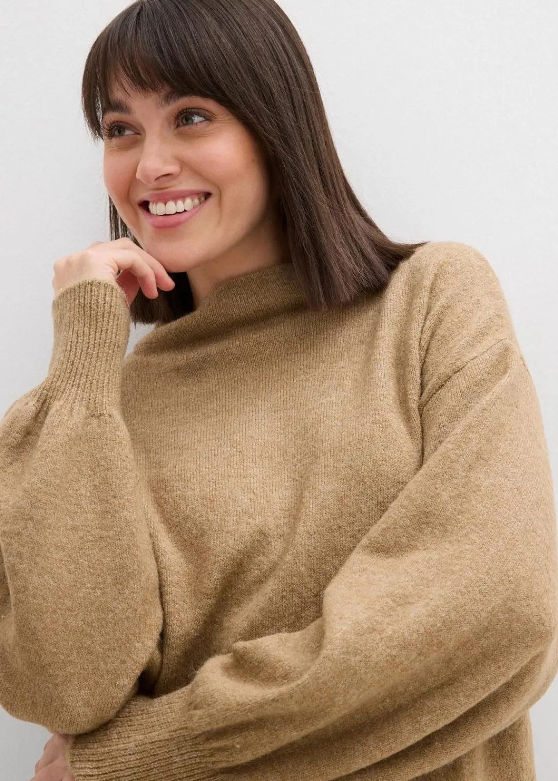 bonprix Kleider|Strickmode^Meliertes Strickkleid hellkhaki