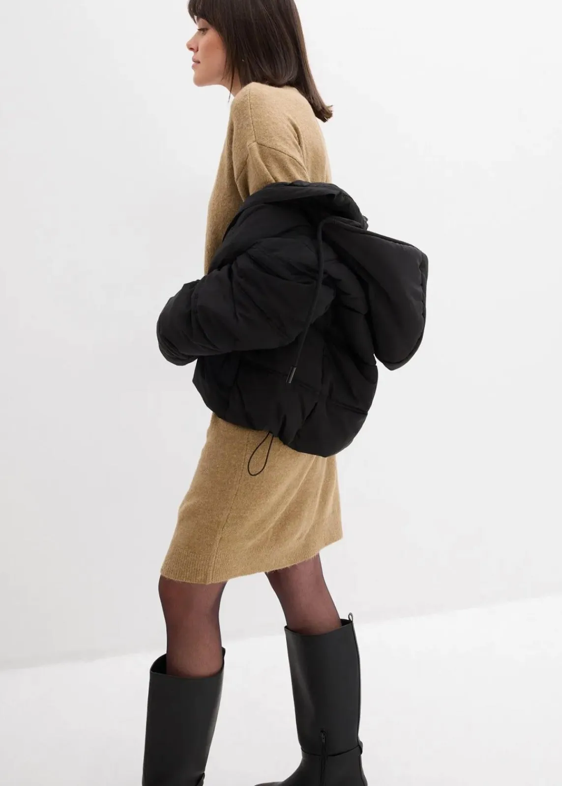 bonprix Kleider|Strickmode^Meliertes Strickkleid hellkhaki