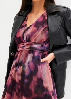 bonprix Kleider|Bekleidung·Pullover & Strickjacken^Mesh-Kleid rosa/schwarz bedruckt