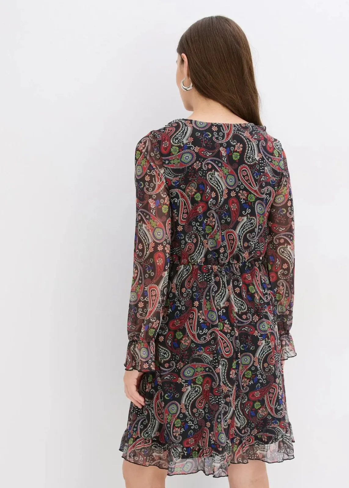 bonprix Bekleidung·Pullover & Strickjacken|Kleider^Mesh-Kleid schwarz paisley