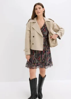 bonprix Bekleidung·Pullover & Strickjacken|Kleider^Mesh-Kleid schwarz paisley