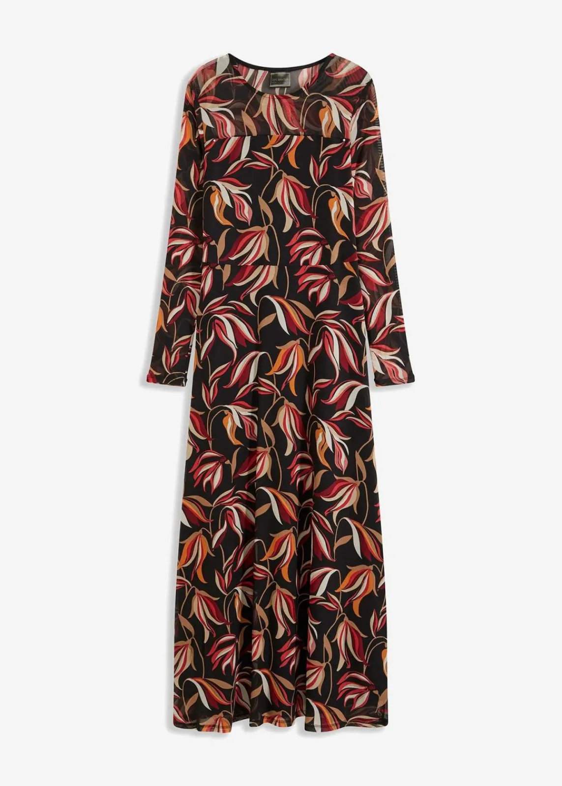 bonprix Kleider|Nachhaltigere Materialien^Meshkleid schwarz/rot bedruckt
