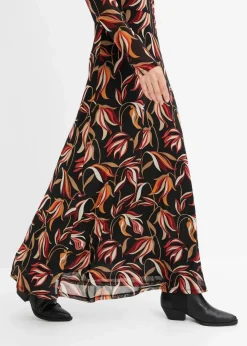 bonprix Kleider|Nachhaltigere Materialien^Meshkleid schwarz/rot bedruckt