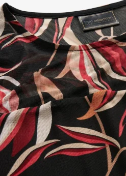 bonprix Kleider|Nachhaltigere Materialien^Meshkleid schwarz/rot bedruckt