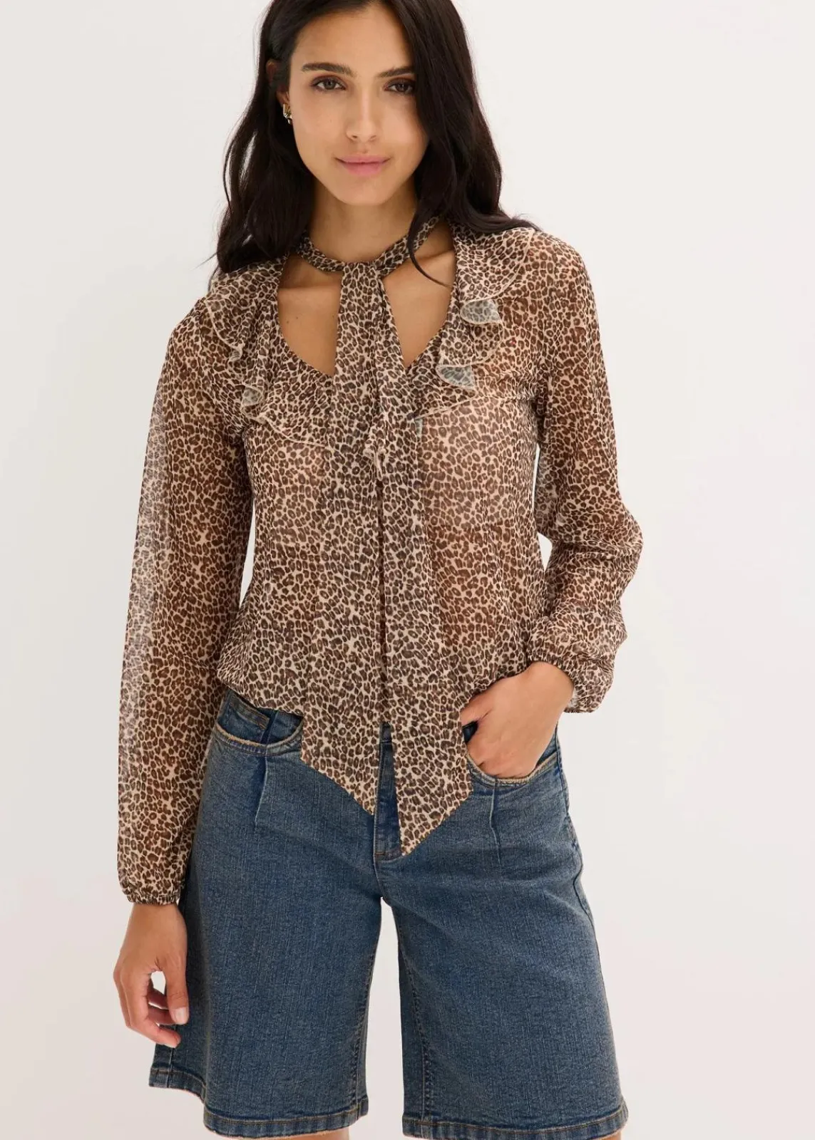 bonprix Shirts & Tops^Mesh-Shirt beige leo bedruckt