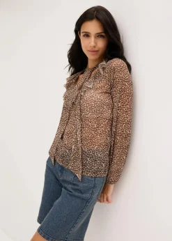 bonprix Shirts & Tops^Mesh-Shirt beige leo bedruckt