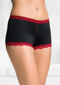 bonprix Wäsche·Höschen|Höschen^Microfaser Damen Boxer (3er Pack) schwarz + dunkelrot