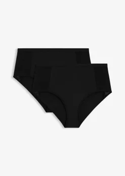 bonprix Wäsche·Höschen|Höschen^Microfaser Perioden Slip mit mittlerer Saugkraft (2er Pack) schwarz