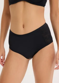 bonprix Wäsche·Höschen|Höschen^Microfaser Perioden Slip mit mittlerer Saugkraft (2er Pack) schwarz