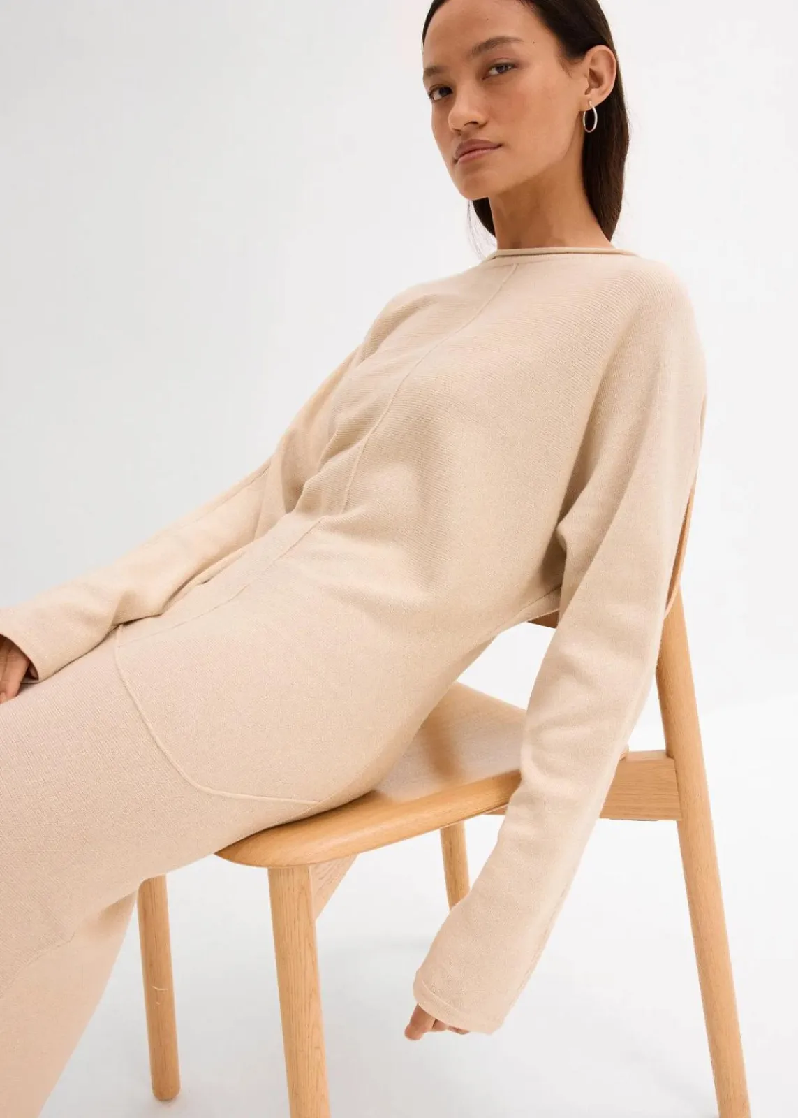 bonprix Bekleidung·Umstandsmode|Bekleidung·Pullover & Strickjacken^Midi Strickkleid aus Viskose-Mix kieselbeige meliert