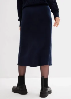 bonprix Bekleidung·Sportbekleidung|Zweiteiler & Sets^Midi Strickrock aus softem Viskose-Mix dunkelblau