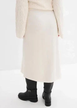 bonprix Nachhaltigere Materialien|Röcke^Midi Strickrock aus softem Viskose-Mix perlweiß