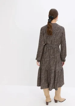 bonprix Bekleidung·Pullover & Strickjacken^Midi-Jerseykleid schwarz floral