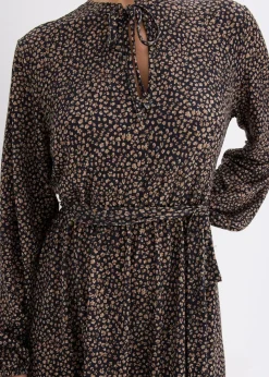bonprix Bekleidung·Pullover & Strickjacken^Midi-Jerseykleid schwarz floral