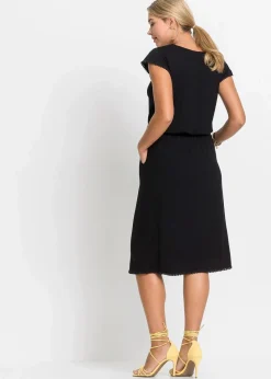 bonprix Nachhaltigere Materialien^Midi-Jerseykleid aus nachhaltiger Viskose mit Elasthan schwarz