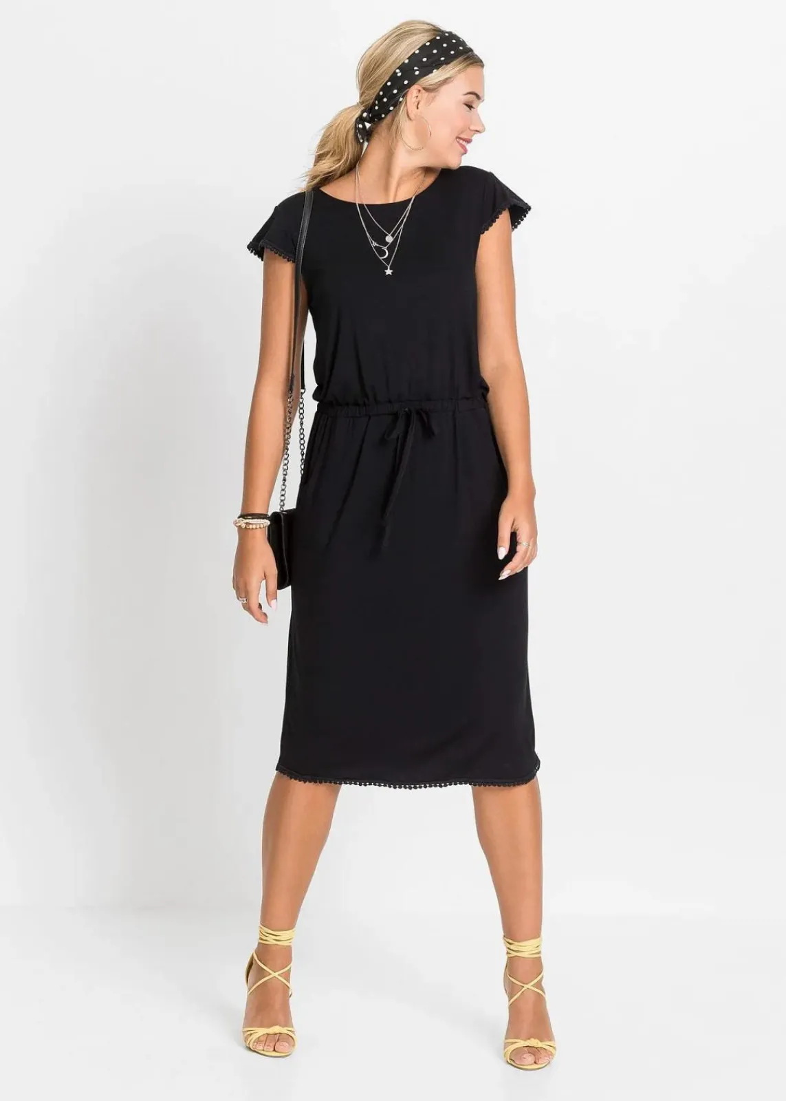 bonprix Nachhaltigere Materialien^Midi-Jerseykleid aus nachhaltiger Viskose mit Elasthan schwarz