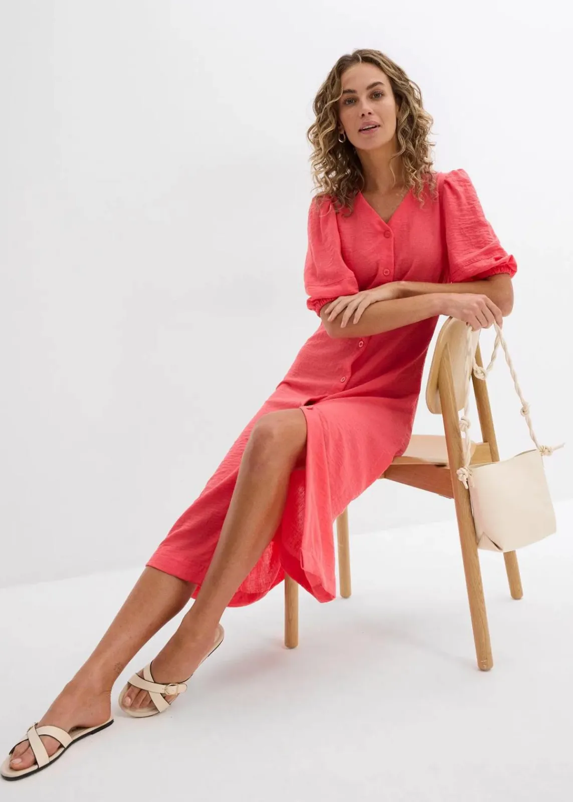 bonprix Bekleidung·Pullover & Strickjacken|Kleider^Midi-Kleid paradiespink