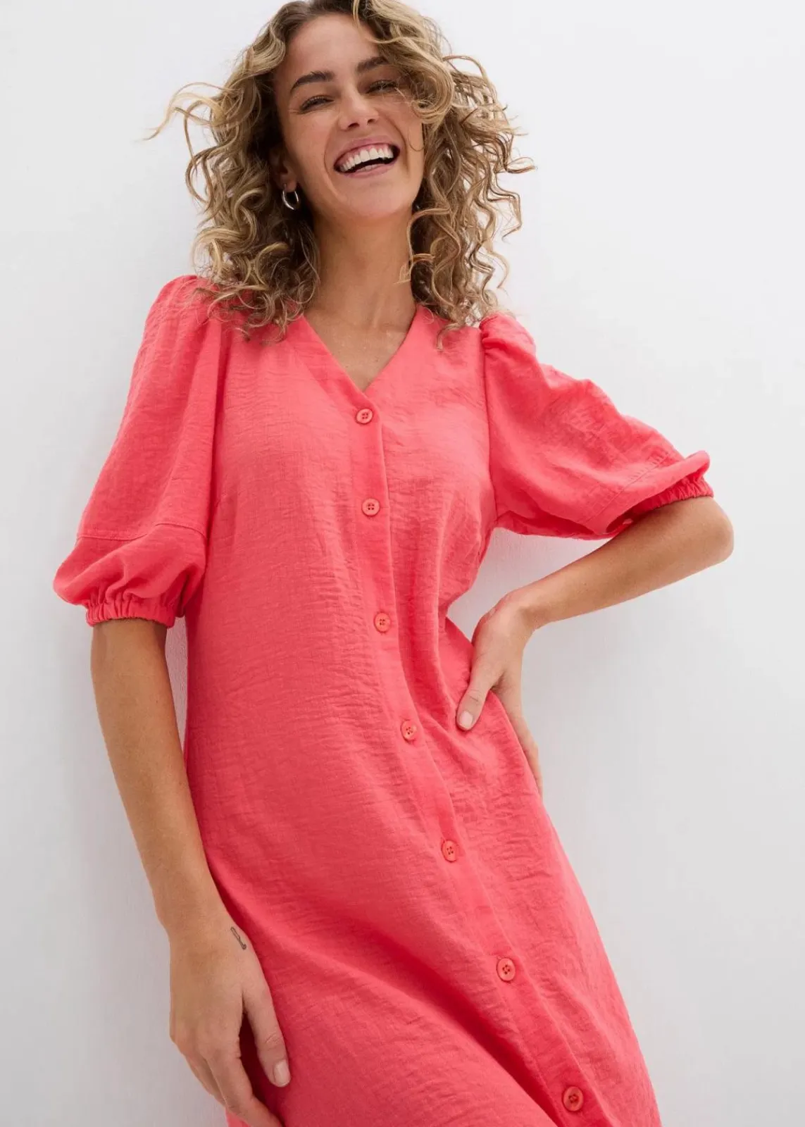 bonprix Bekleidung·Pullover & Strickjacken|Kleider^Midi-Kleid paradiespink