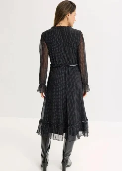 bonprix Bekleidung·Pullover & Strickjacken|Nachhaltigere Materialien^Midikleid schwarz mit weiß gepunktet