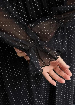 bonprix Bekleidung·Pullover & Strickjacken|Nachhaltigere Materialien^Midikleid schwarz mit weiß gepunktet