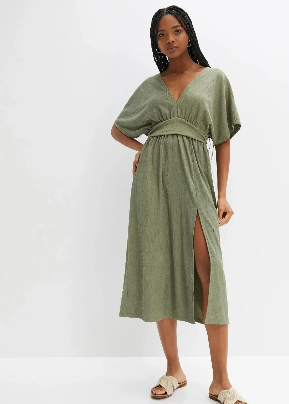 bonprix Bekleidung·Pullover & Strickjacken|Kleider^Midikleid oliv