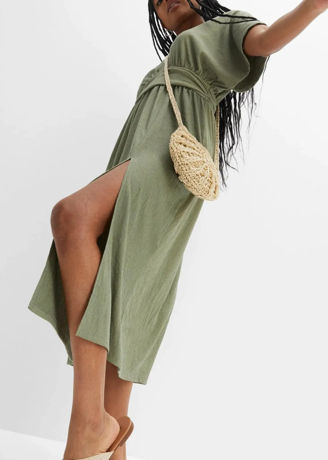 bonprix Bekleidung·Pullover & Strickjacken|Kleider^Midikleid oliv