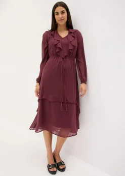 bonprix Kleider|Bekleidung·Pullover & Strickjacken^Midikleid weinrot