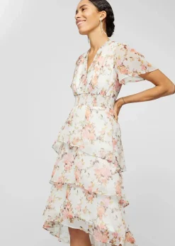 bonprix Kleider^Midikleid weiß geblümt
