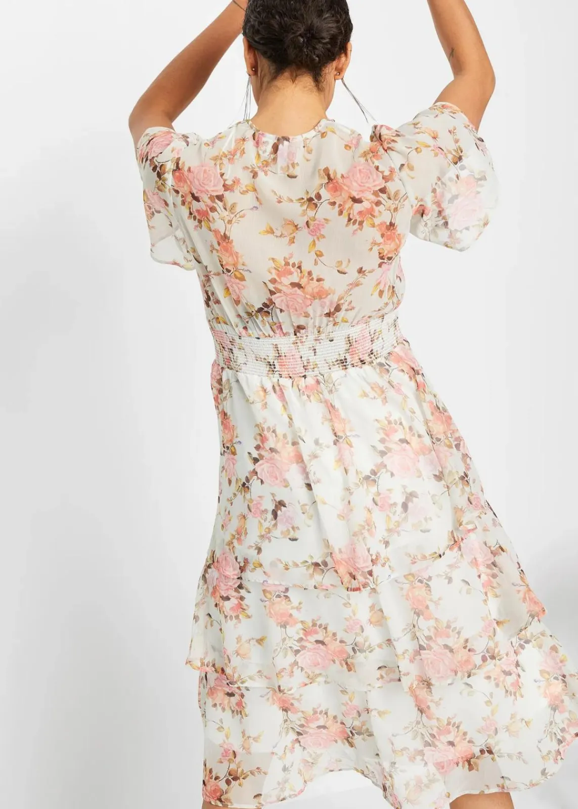 bonprix Kleider^Midikleid weiß geblümt