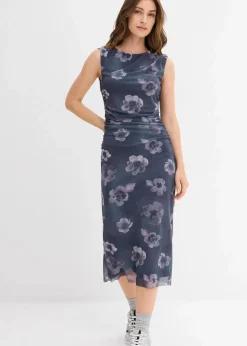 bonprix Kleider|Nachhaltigere Materialien^Midikleid anthrazit geblümt