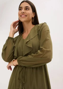 bonprix Bekleidung·Pullover & Strickjacken|Kleider^Midikleid dunkeloliv