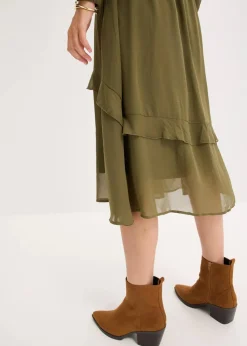 bonprix Bekleidung·Pullover & Strickjacken|Kleider^Midikleid dunkeloliv