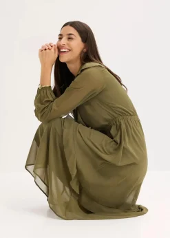 bonprix Bekleidung·Pullover & Strickjacken|Kleider^Midikleid dunkeloliv