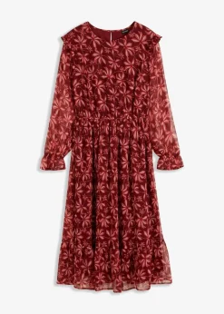 bonprix Nachhaltigere Materialien|Kleider^Midikleid rubinrot geblümt